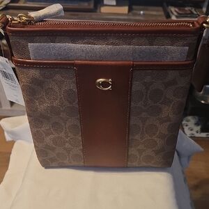 Coach Tan/Brown Signature Crossbody Messenger